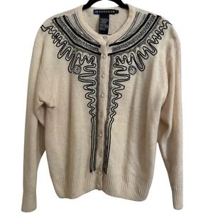 Vintage‎ 1989 I.B. Diffusion Beaded Cardigan Silk Angora Blend L